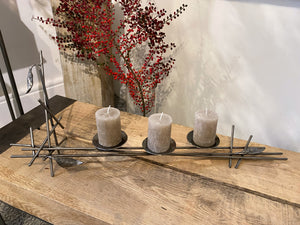 "Twigs" low candle holder with 3 candles