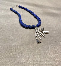Load image into Gallery viewer, Hammered Lapis Lazuli &amp; Silver necklace